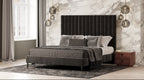 Eastern King Hemlock Modern Grey Velvet Bed