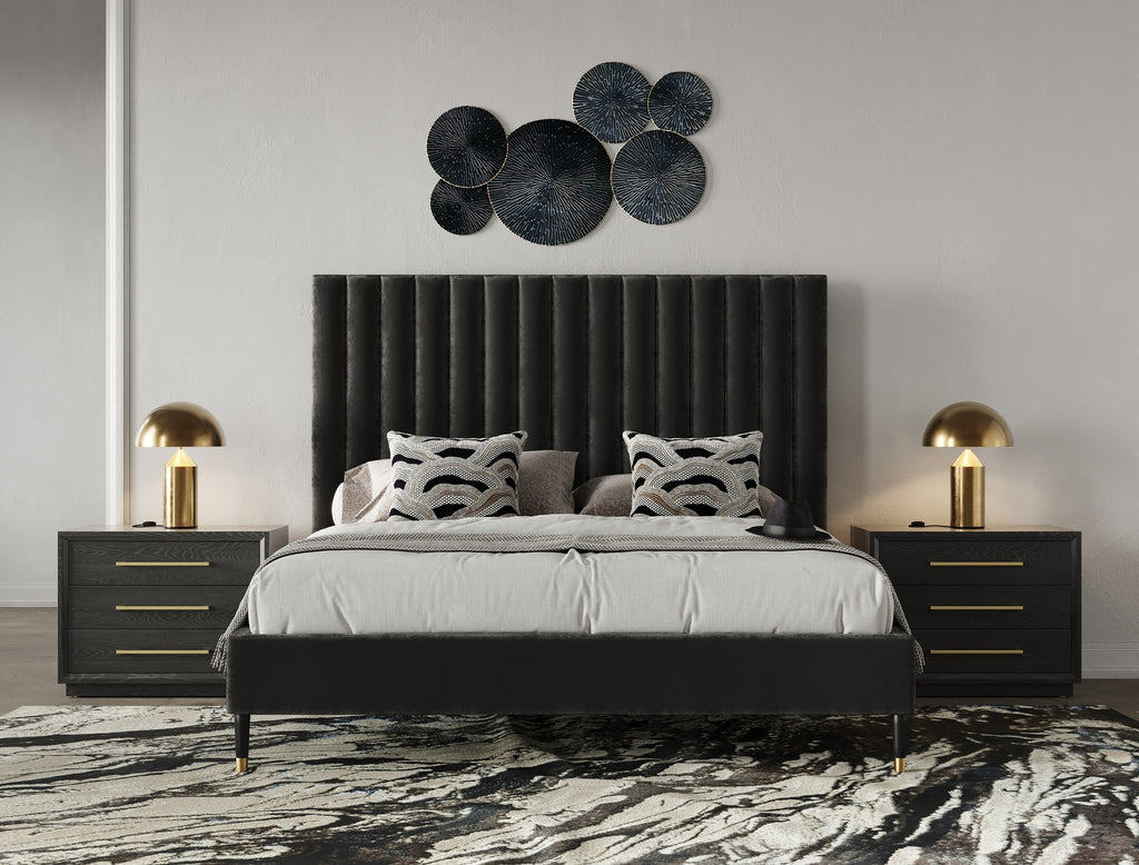 Eastern King Hemlock Modern Grey Velvet Bed