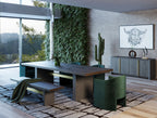June - Modern Dark Grey & Walnut Dining Table