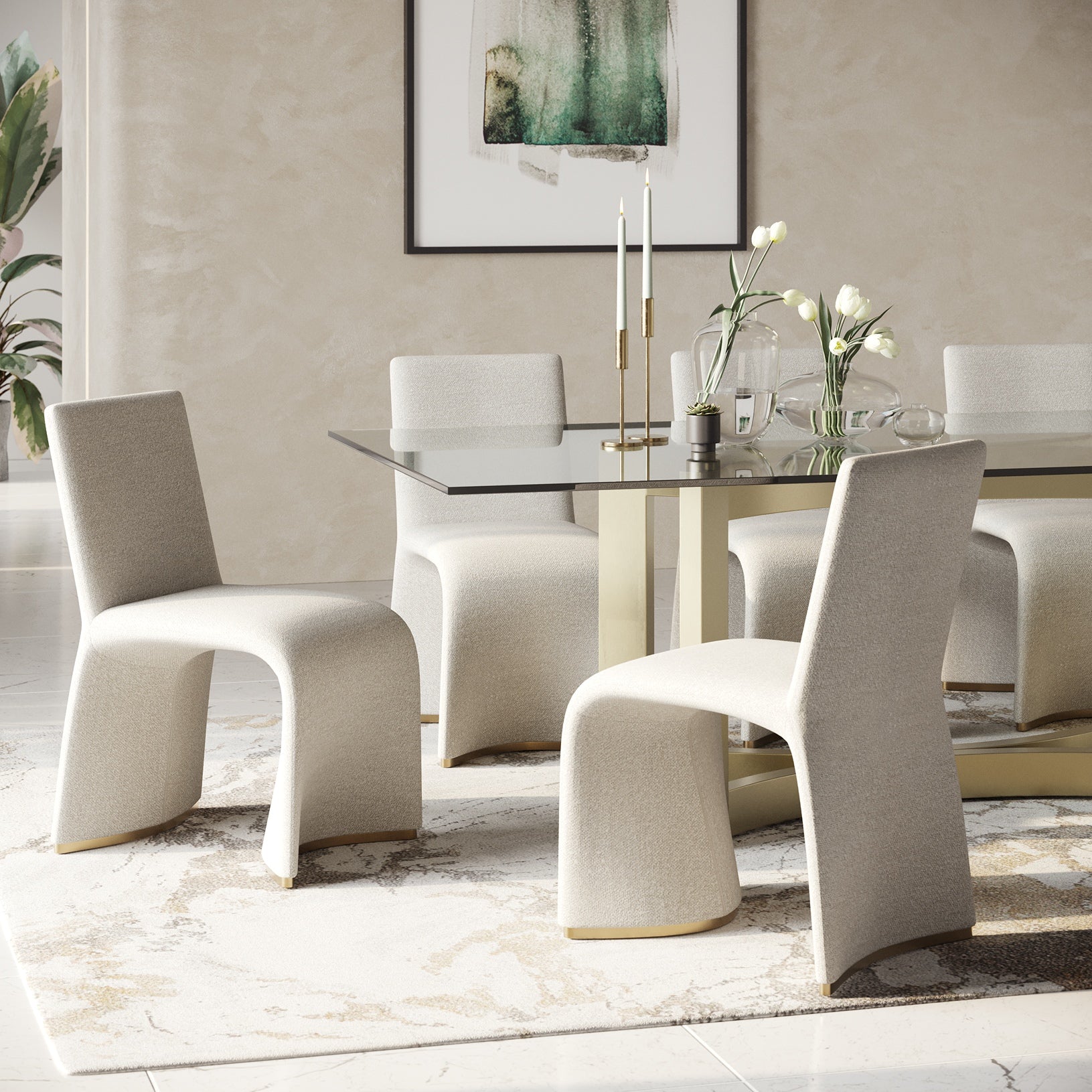 Kenda Contemporary Grey and Brushed Gold Dining Chair (Set of 2)