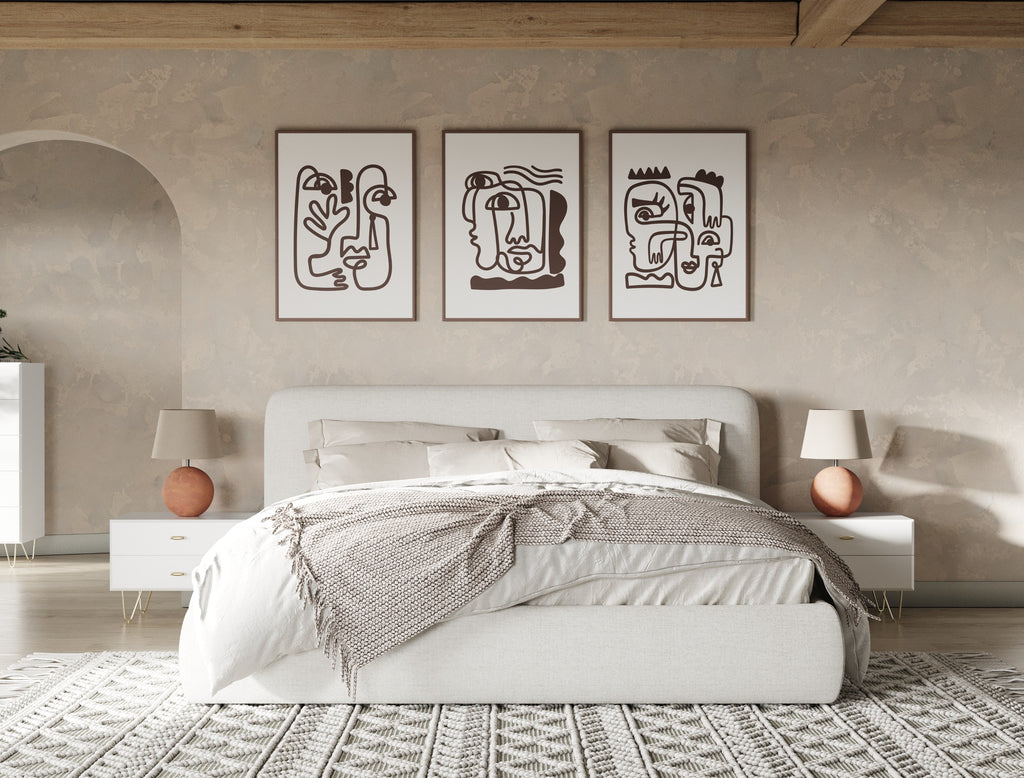 Eastern King Liam - Modern Ivory Fabric Upholstered Bed - Modern Ivory Fabric Upholstered Bed
