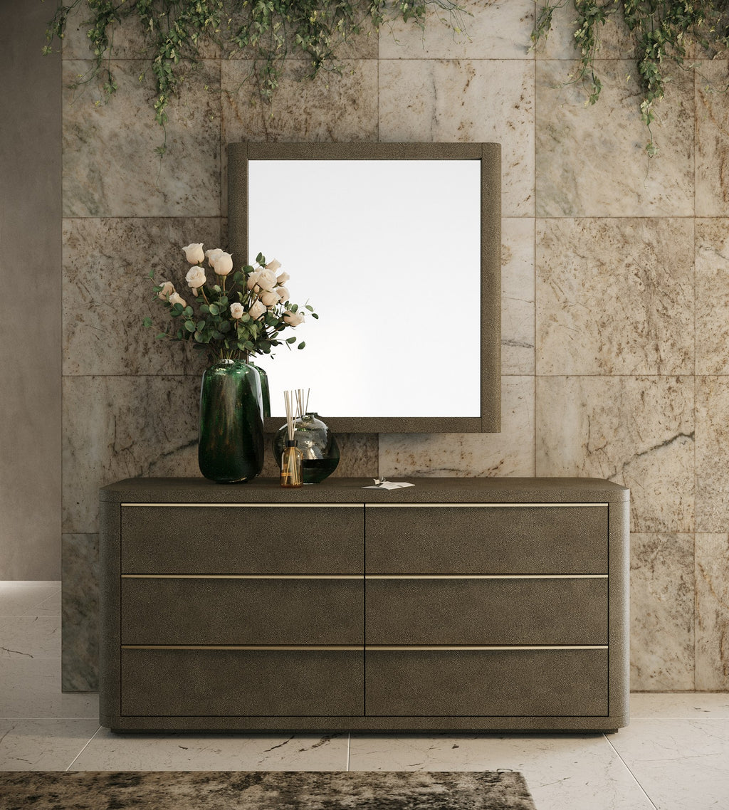 Lois - Modern Beige Shagreen Mirror