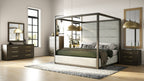Manhattan - Contemporary Canopy Brown Oak Bed - Contemporary Canopy Brown Oak Bed