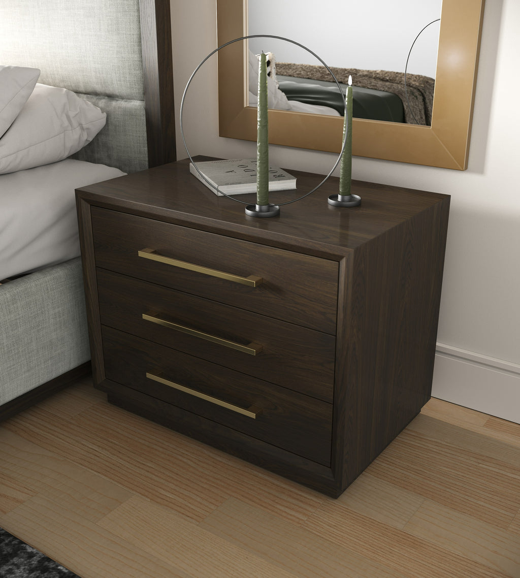 Manhattan - Contemporary Canopy Brown Oak Bedroom Set - Contemporary Canopy Brown Oak Bedroom Set