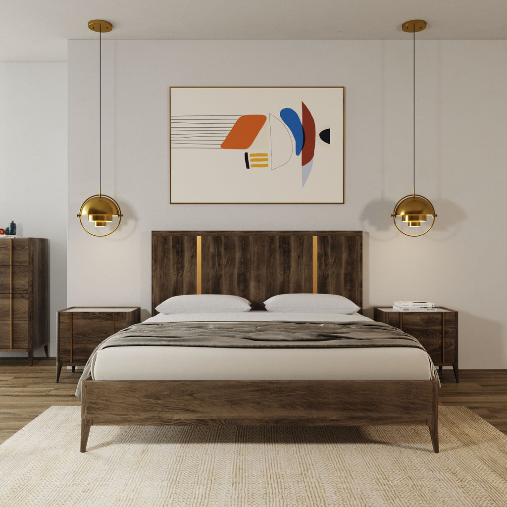 Oakley - Mid-Century Eastern King Size Dark Brown Bed - Mid - Century Eastern King Size Dark Brown Bed