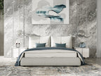 Patrick - Modern Light Grey Leather Bed - Modern Light Grey Leather Bed
