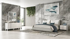 Patrick - Modern Light Grey Leather Bed - Modern Light Grey Leather Bed