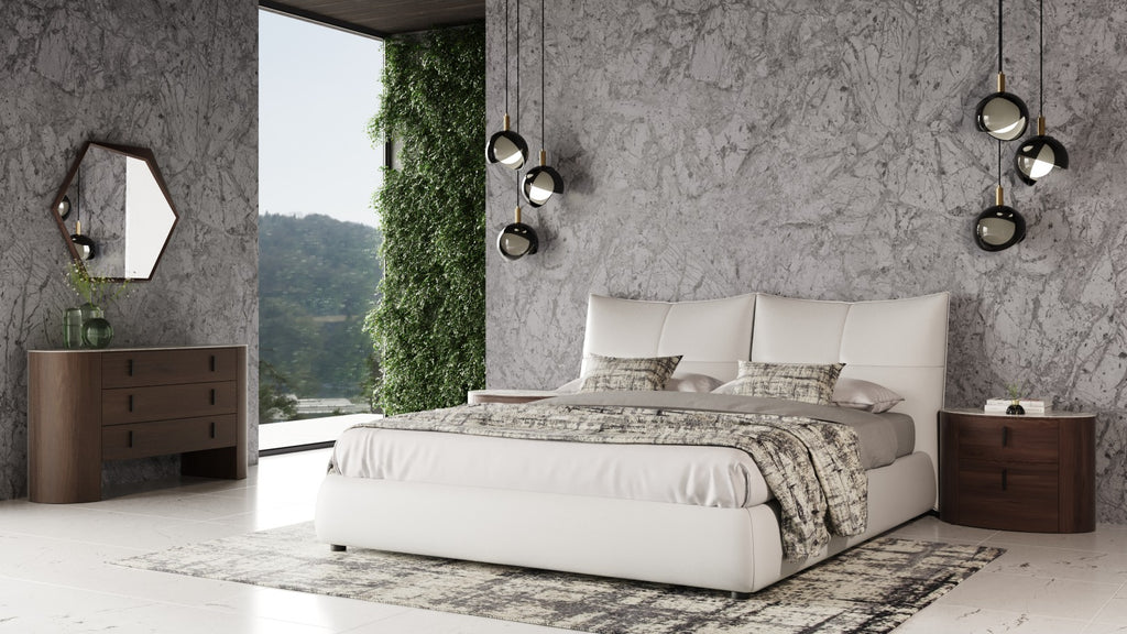 Patrick - Modern White Leather Bed - Modern White Leather Bed