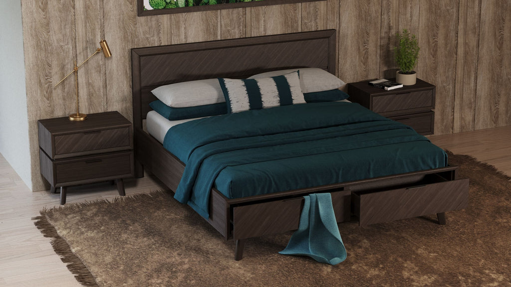 Roger - Queen Mid - century Acacia Bed - Queen Mid - century Acacia Bed