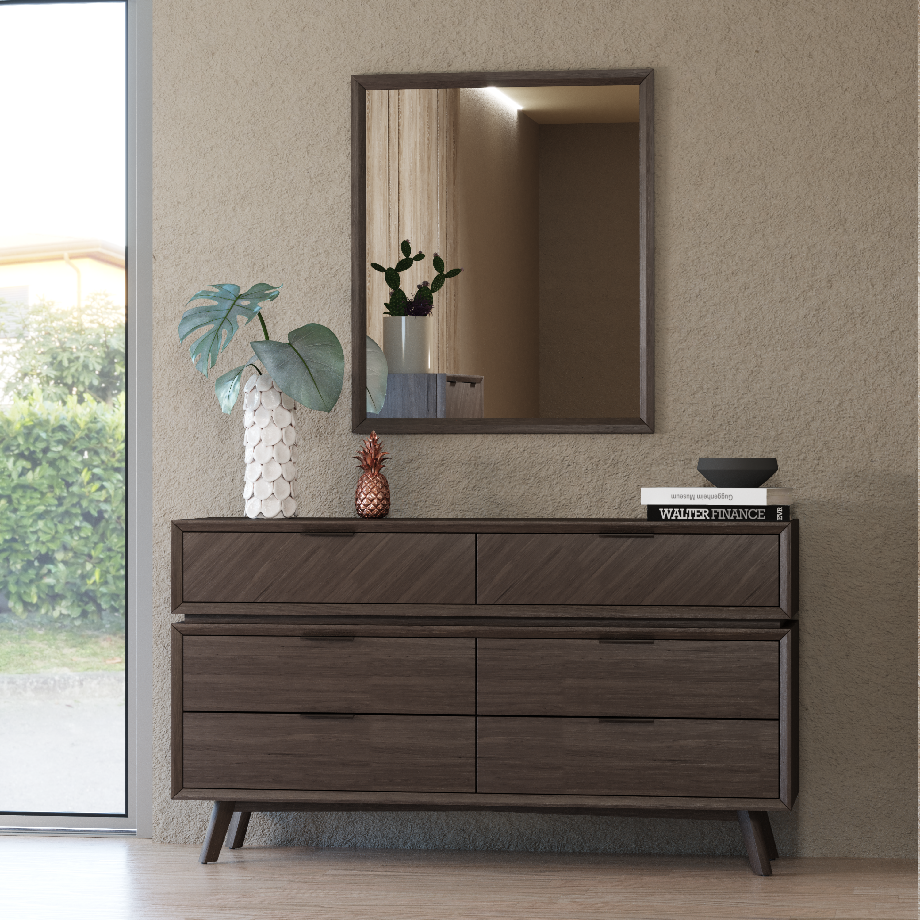 Roger - Mid - century Acacia Mirror