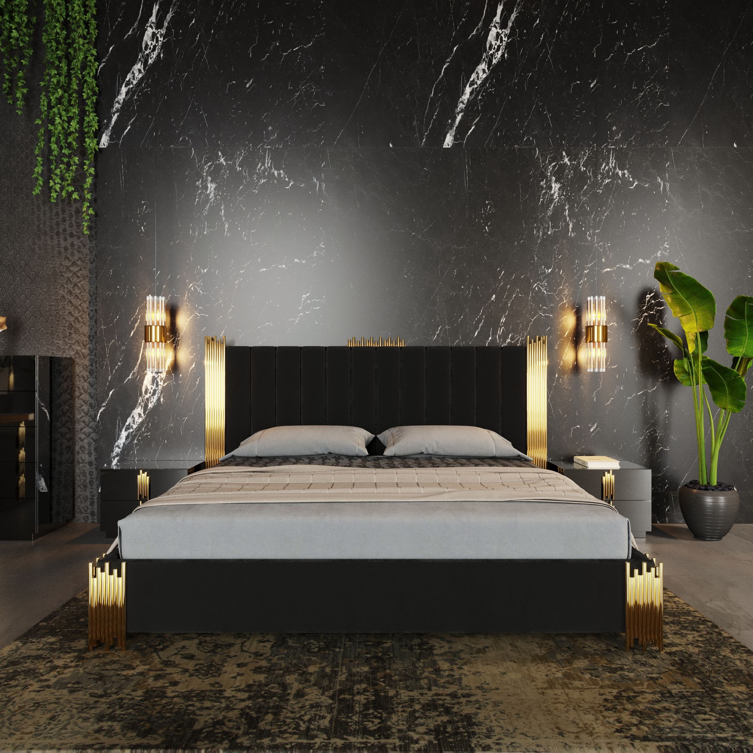 Token Modern Black & Gold Bed