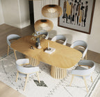 Truman - Mid-Century Modern Natural Oak Extendable Dining Table + 6 Chairs Set