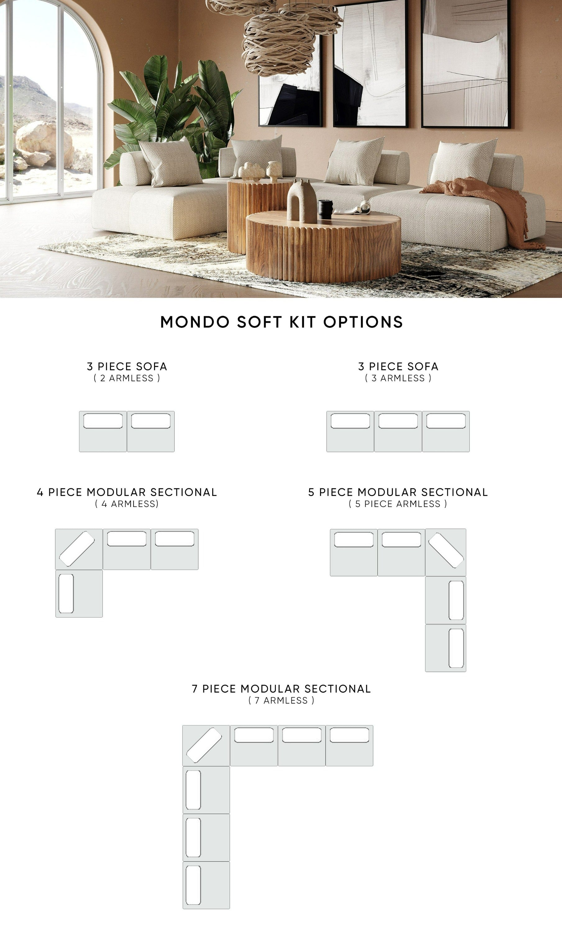 Mondo - Modern Modular Beige Fabric Sectional Sofa - Modern Modular Beige Fabric Sectional Sofa