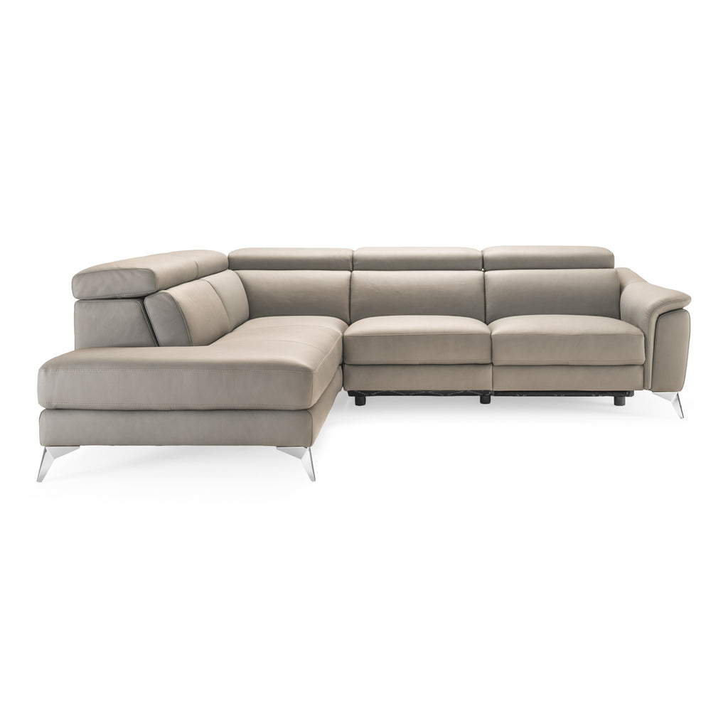 Monte Carlo - Italian Modern Grey Leather LAF Sectional Sofa