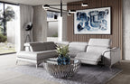Monte Carlo - Italian Modern Grey Leather LAF Sectional Sofa
