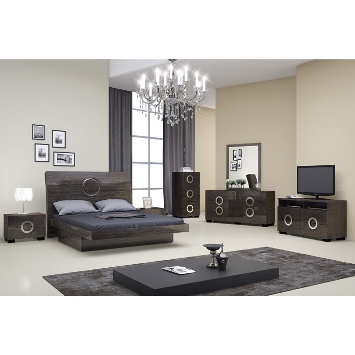 Monte Carlo - Gray 4PC Eastern King Bedroom Set - Gray - SKU MONTE-SET-GRAY-EK