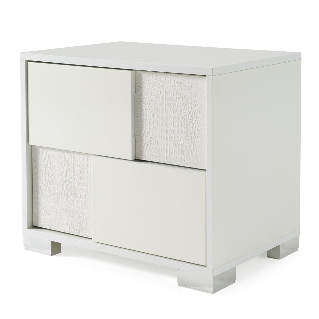 Monza Italian Modern White Nightstand