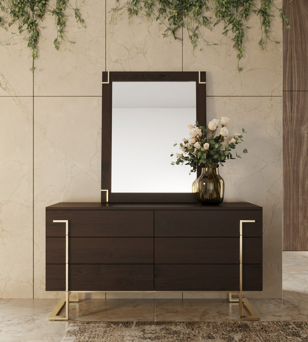 Moontide - Modern Smoked Ash & Gold Mirror