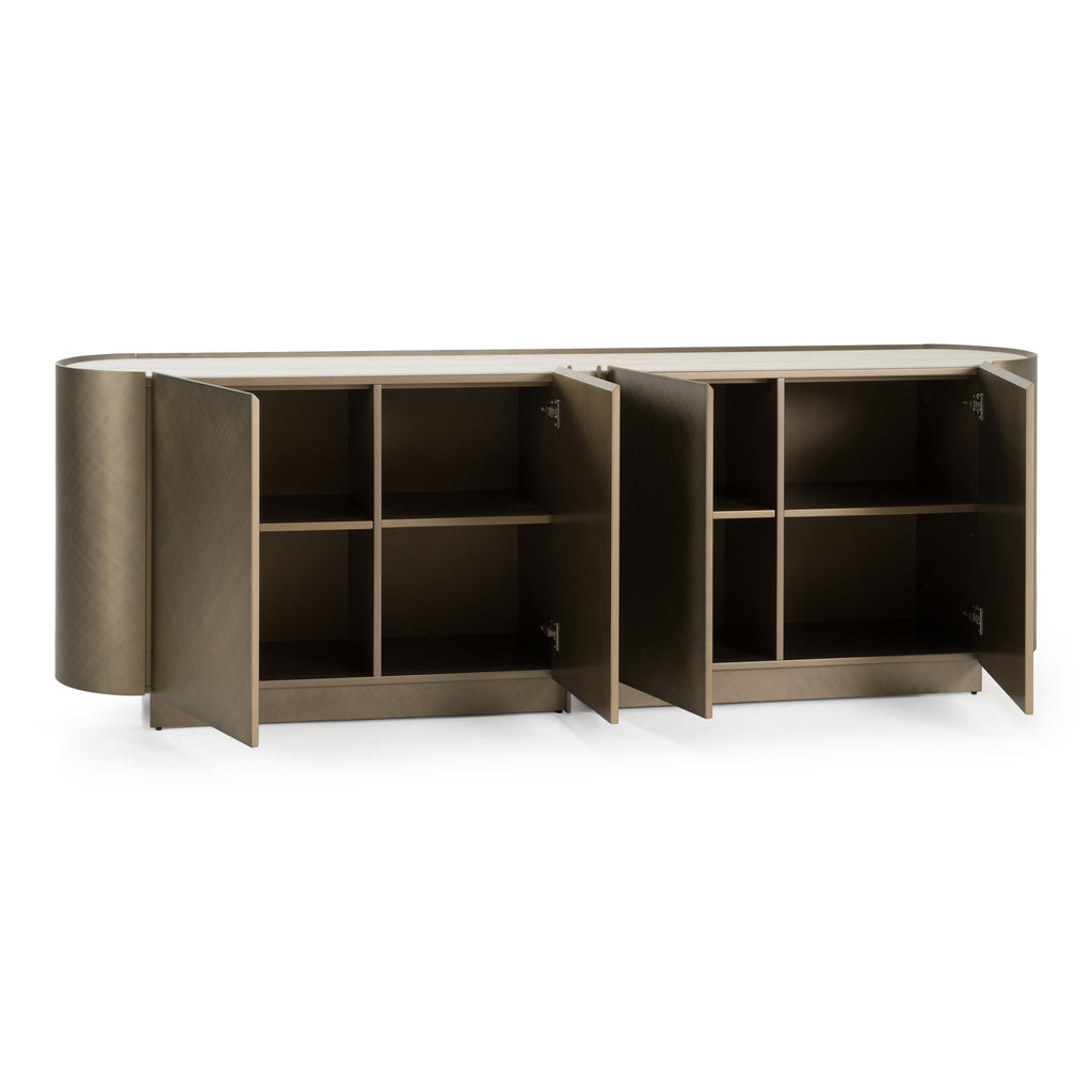 Moorgate - Modern Travertine Ceramic + Bronze Buffet