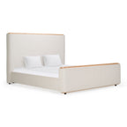 Eastern King Mora - Modern Cream Fabric + Wood Bed - Modern Cream Fabric + Wood Bed