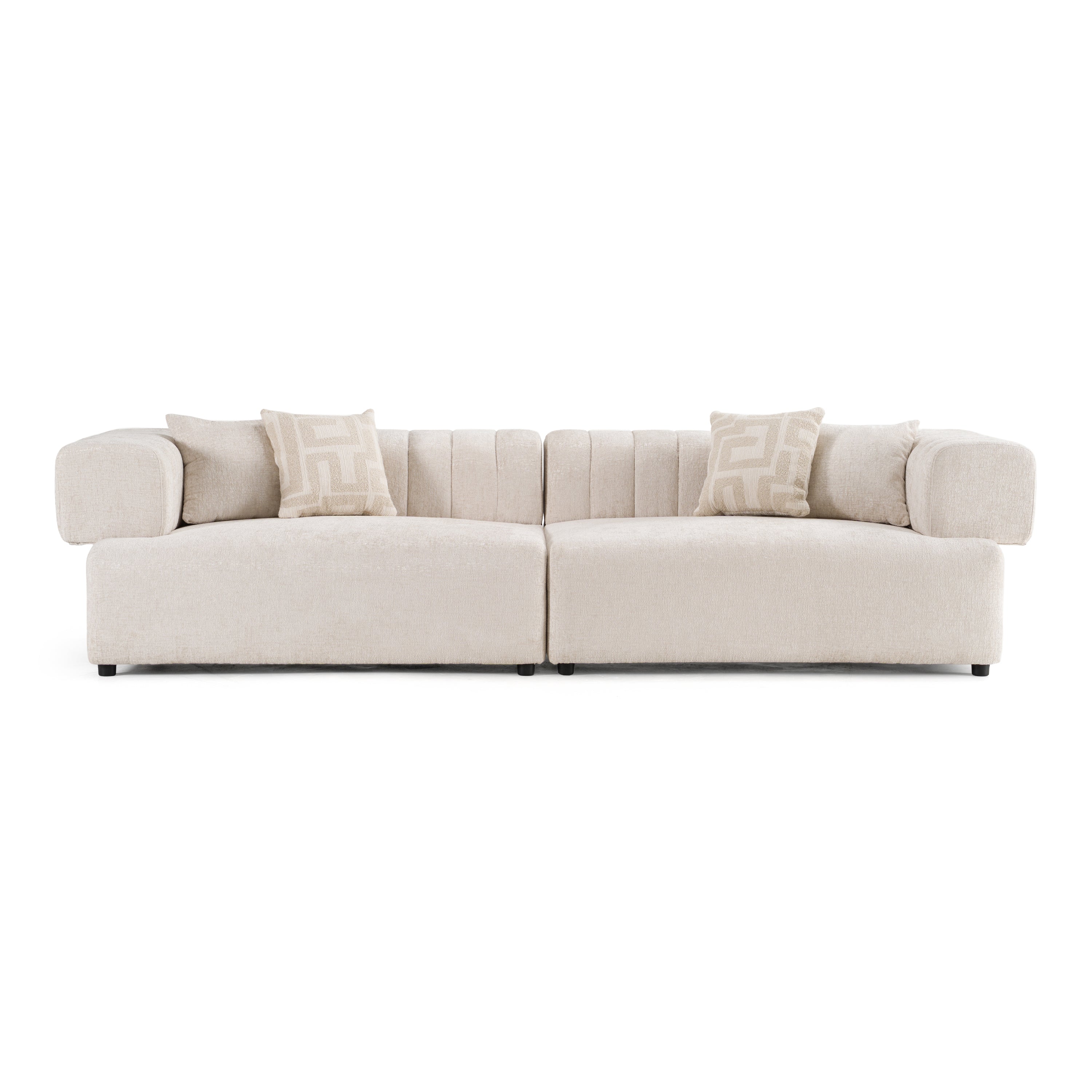 Moreno - Modern Ivory Beige Fabric 4 - Seater Sofa