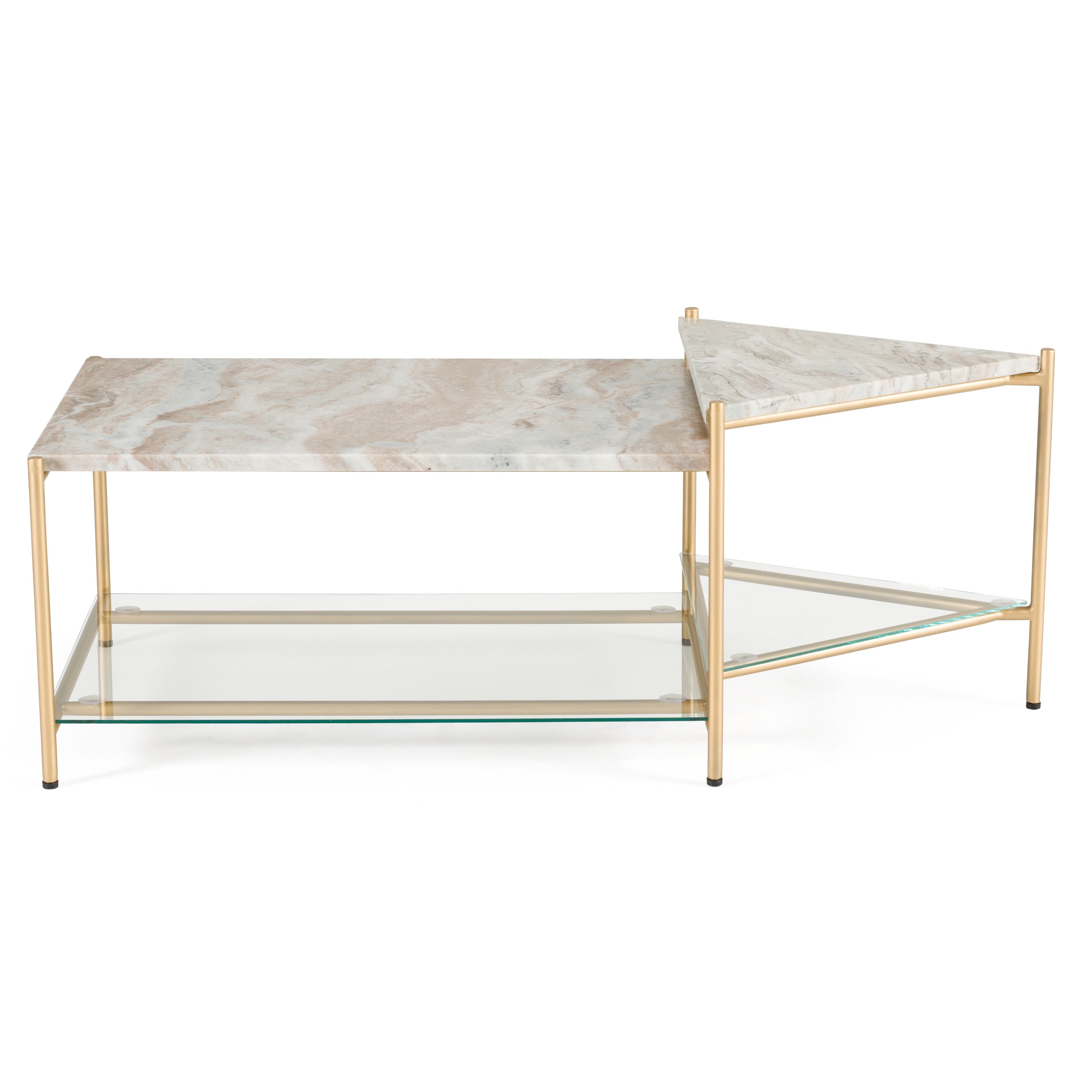 Mosk - Modern Marble + Glass + Brass Coffee Table