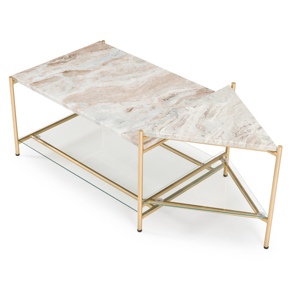 Mosk - Modern Marble + Glass + Brass Coffee Table