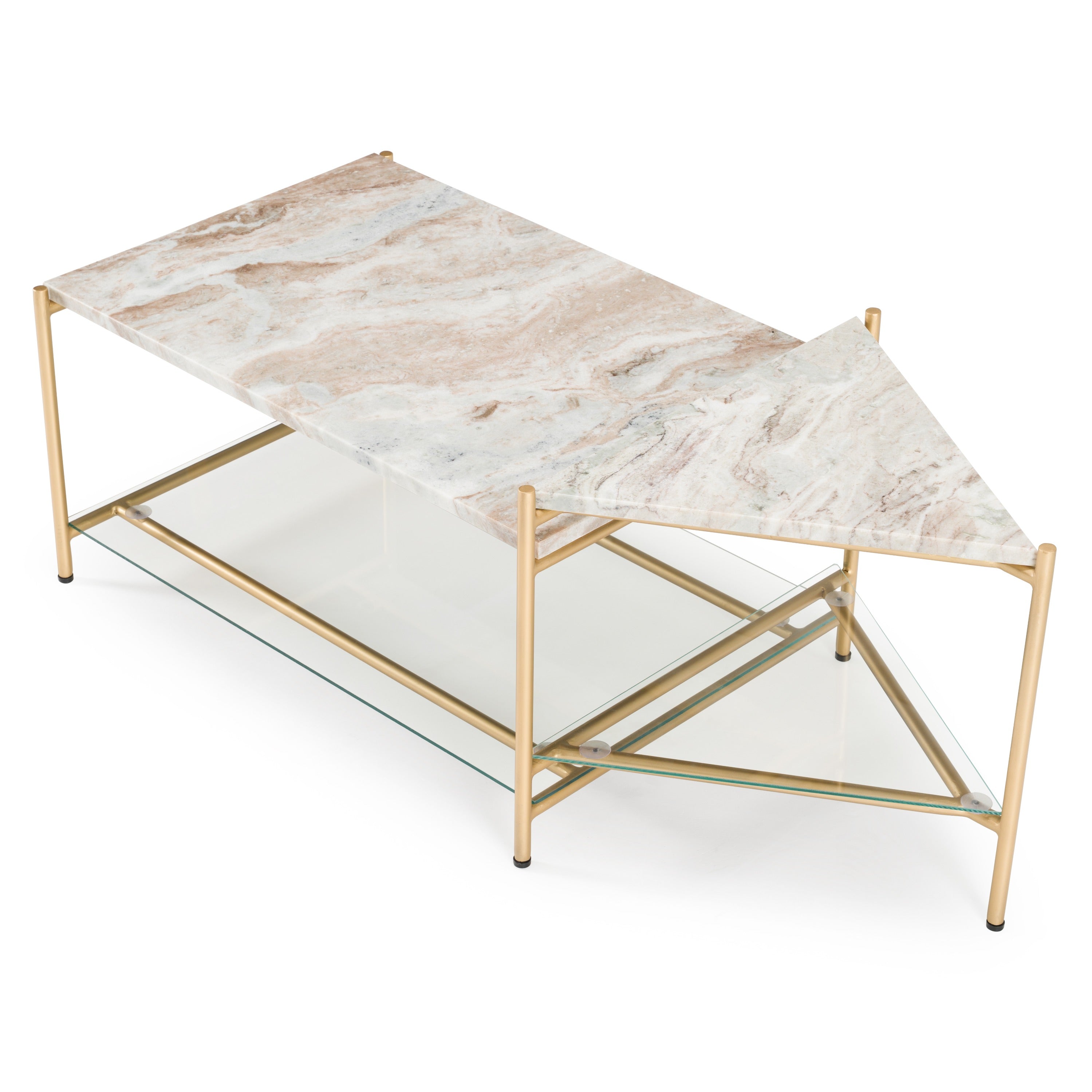 Mosk - Modern Marble + Glass + Brass Coffee Table