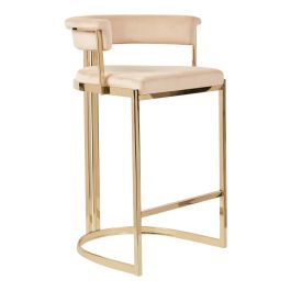 Munith Modern Beige Velvet & Gold Counter Stool