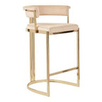 Munith Modern Beige Velvet & Gold Counter Stool