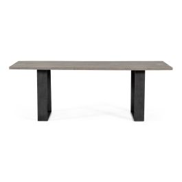 Murphy - Modern Grey Aged Oak & Black Metal Dining Table