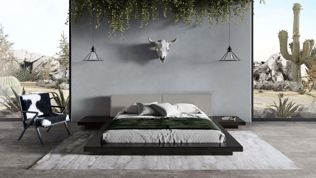 Tokyo - Contemporary Black and Grey Platform Bed - Contemporary Black and Grey Platform Bed - Eastern King
