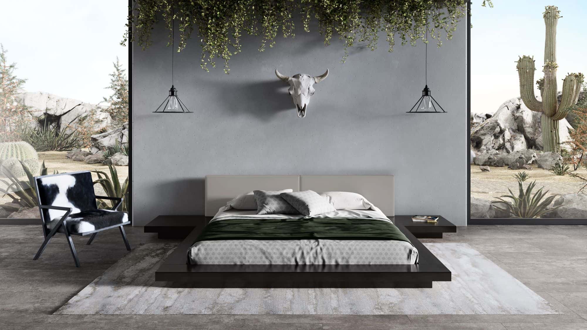 Tokyo - Contemporary Black and Grey Platform Bed - Contemporary Black and Grey Platform Bed - Eastern King