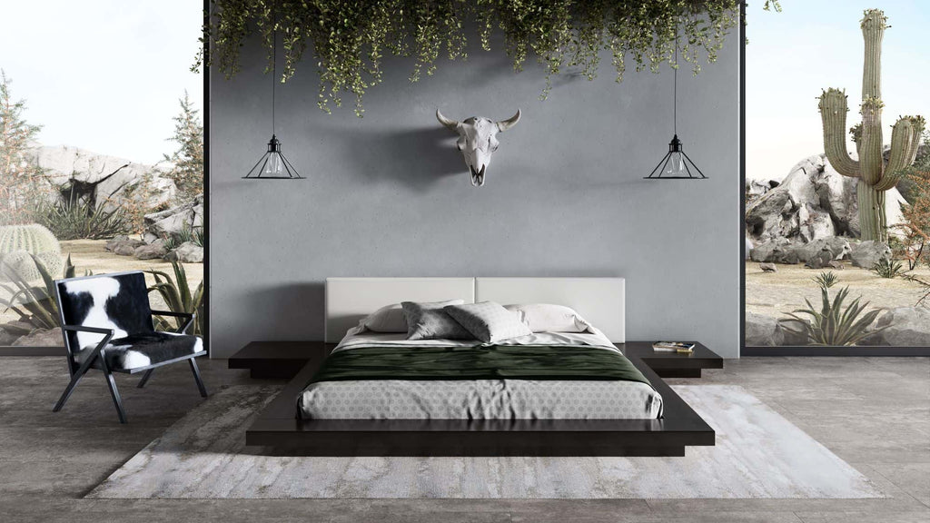 Tokyo - Contemporary Black and White Platform Bed - Contemporary Black and White Platform Bed