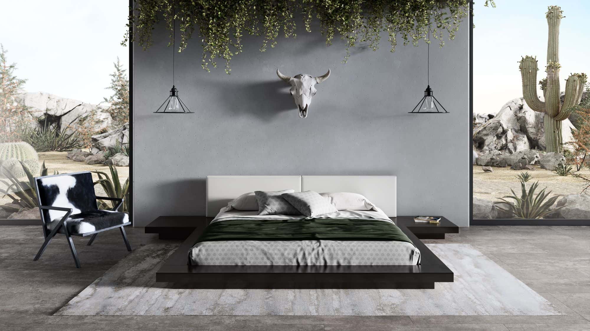 Tokyo - Contemporary Black and White Platform Bed - Contemporary Black and White Platform Bed