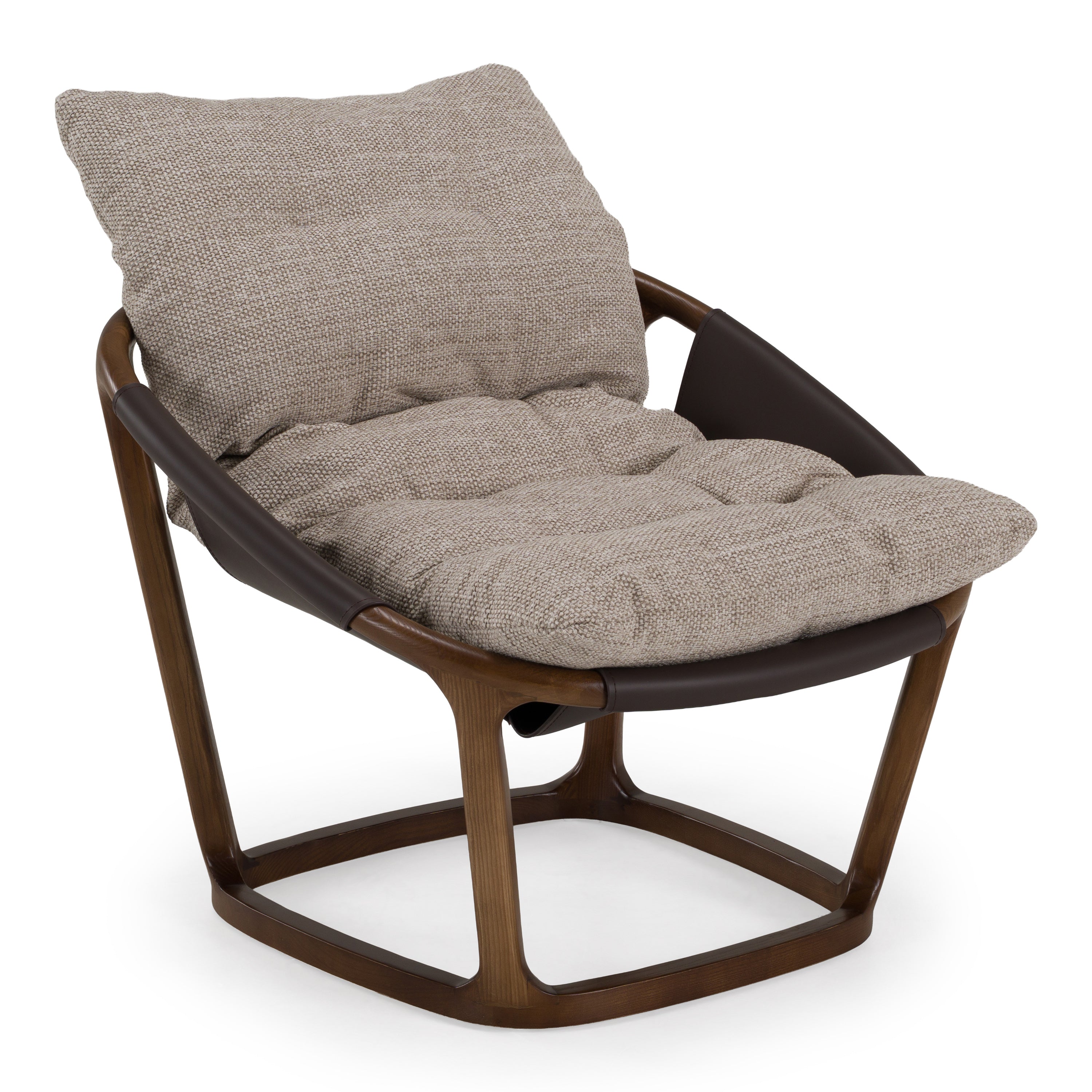 Newman - Modern Beige Fabric + Dark Brown Faux Leather + Ash Accent Chair