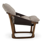 Newman - Modern Beige Fabric + Dark Brown Faux Leather + Ash Accent Chair