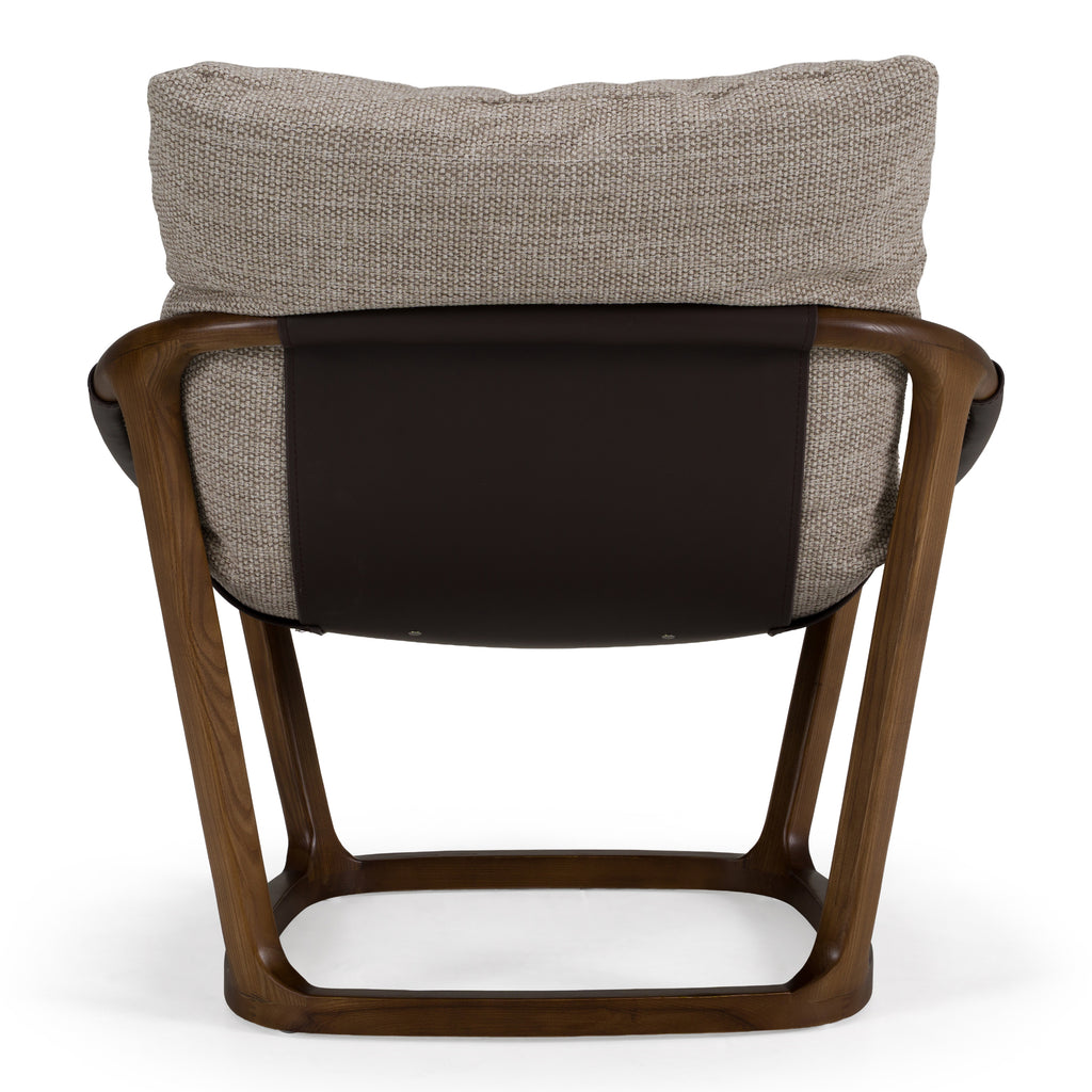 Newman - Modern Beige Fabric + Dark Brown Faux Leather + Ash Accent Chair