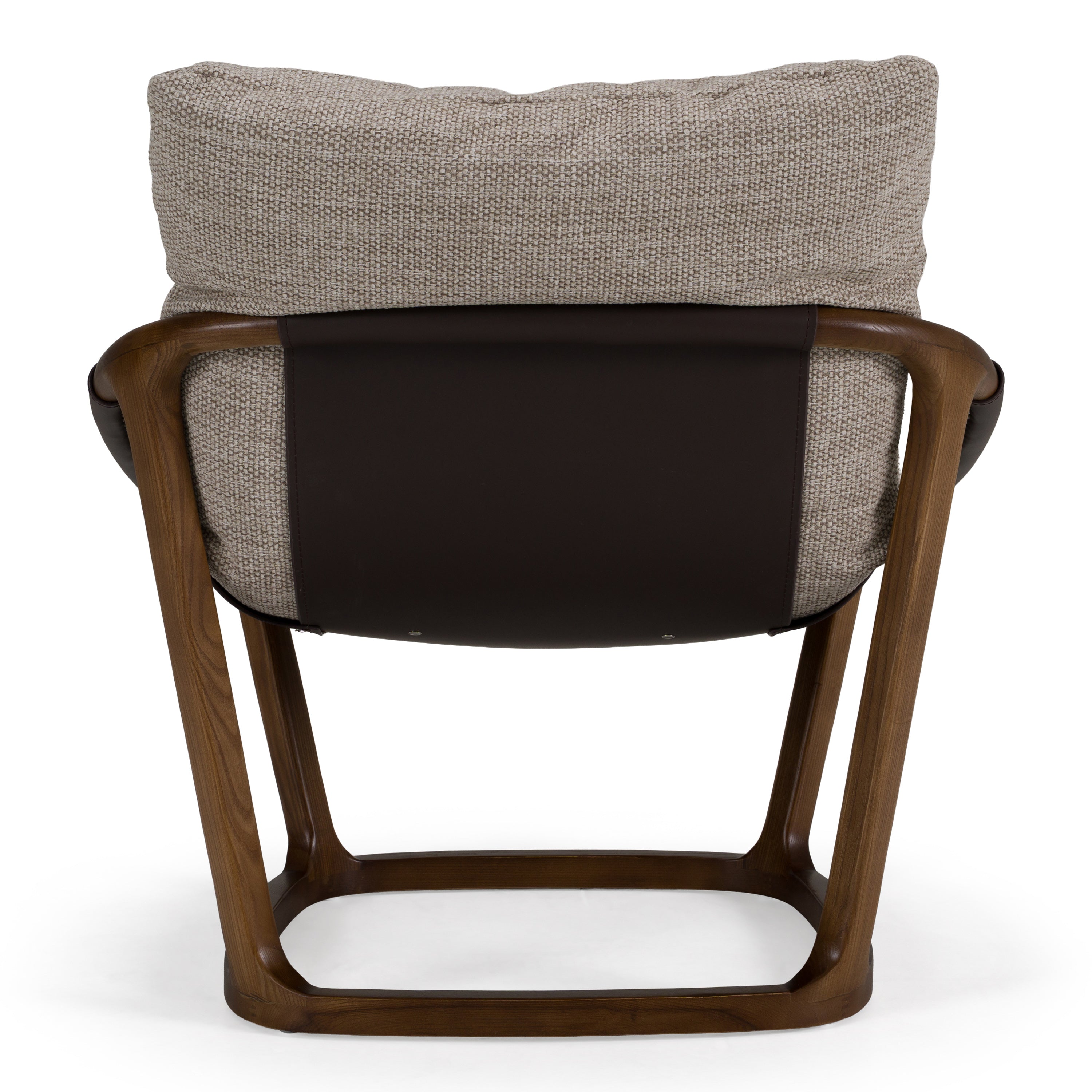 Newman - Modern Beige Fabric + Dark Brown Faux Leather + Ash Accent Chair