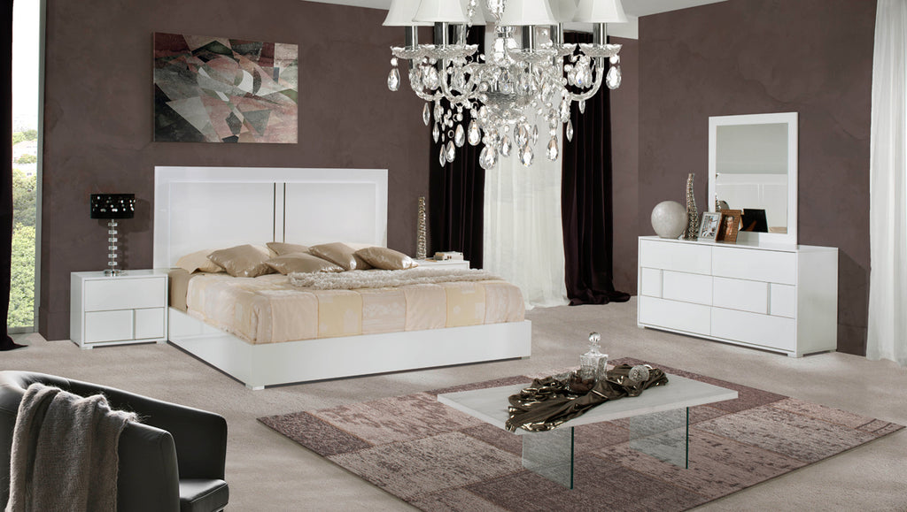 "Full Size" Nicla Italian Modern White Bed
