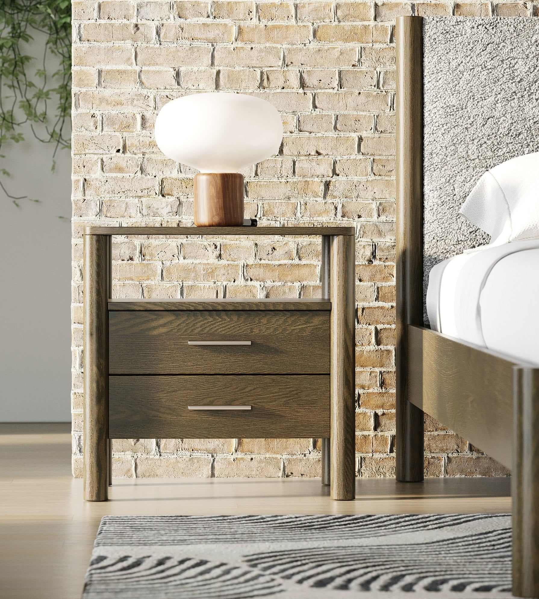 Carolina - Modern Grey Fabric + Wenge Bedroom Set - Modern Grey Fabric + Wenge Bedroom Set