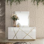 Nixa - Modern White & Gold Mirror - Modern White & Gold Mirror