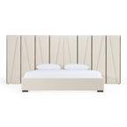 Nixa - Modern Beige Velvet + Brushed Bronze Bed - Modern Beige Velvet + Brushed Bronze Bed