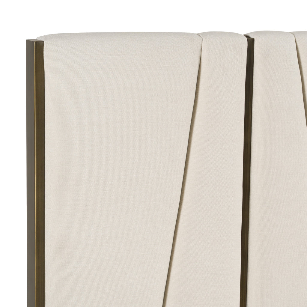 Nixa - Modern Beige Velvet + Brushed Bronze Bed - Modern Beige Velvet + Brushed Bronze Bed