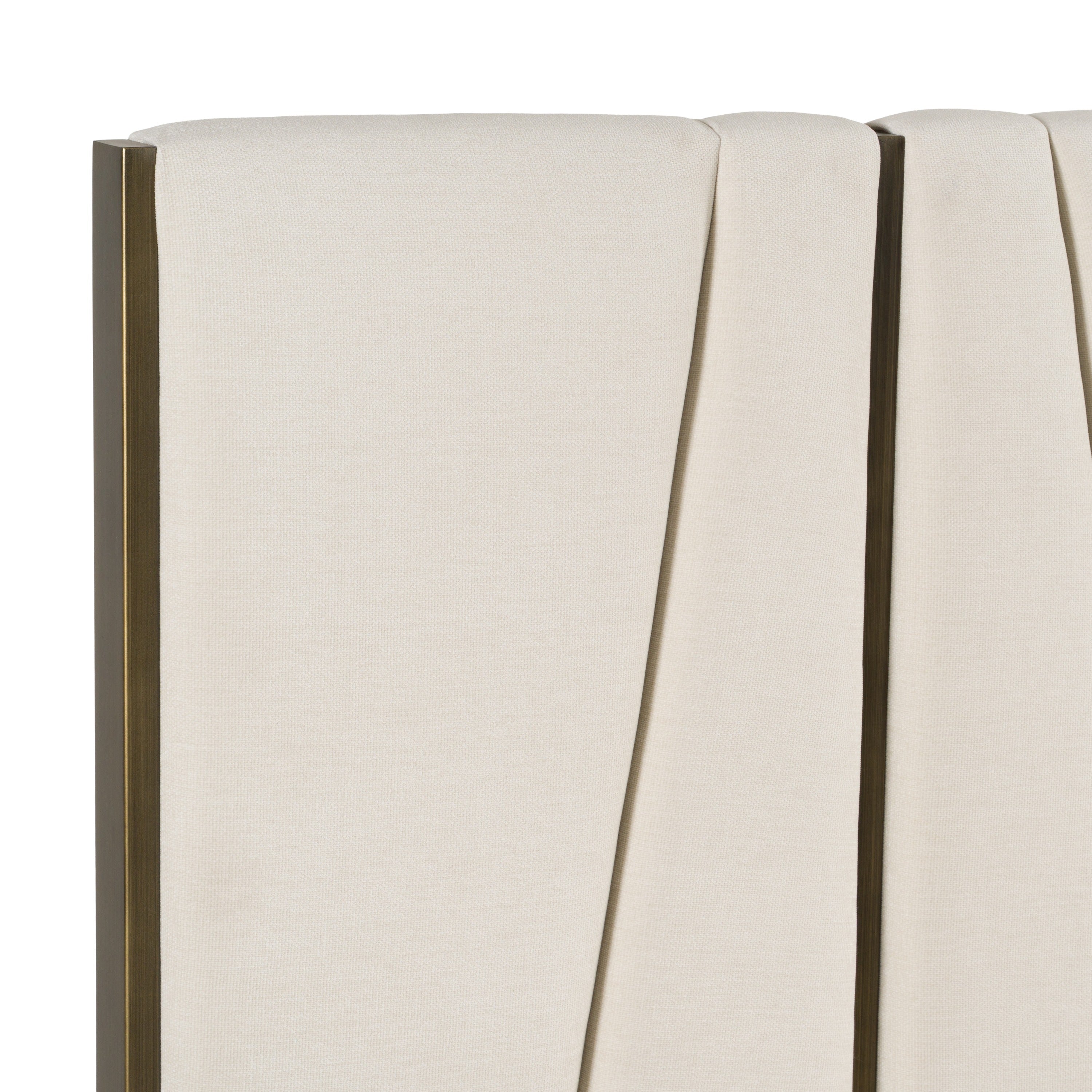 Nixa - Modern Beige Velvet + Brushed Bronze + Birch Bed + Nightstands - eastern - Modern Beige Velvet + Brushed Bronze + Birch Bed + Nightstands - eastern
