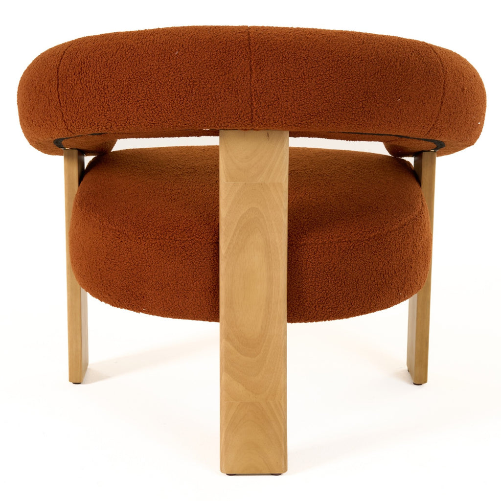 Nocona - Modern Rust Fabric + Wood Accent Chair