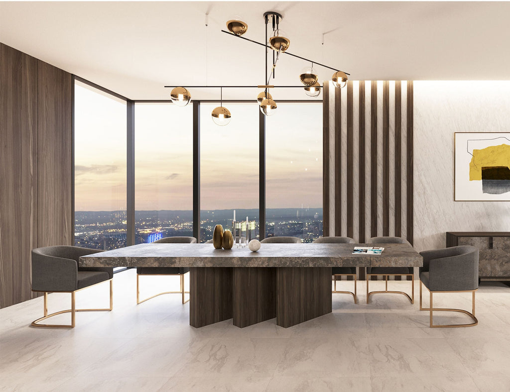 Amsterdam - Modern Grey Volcano & Eucalyptus Oak Dining Table