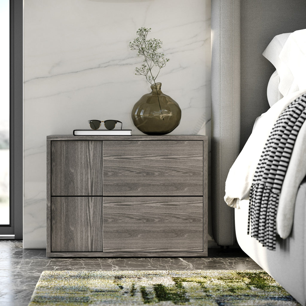 Byrne + Asus - Modern Grey Fabric + Elm Grey 4-Piece Bedroom Set - Modern Grey Fabric + Elm Grey 4 - Piece Bedroom Set