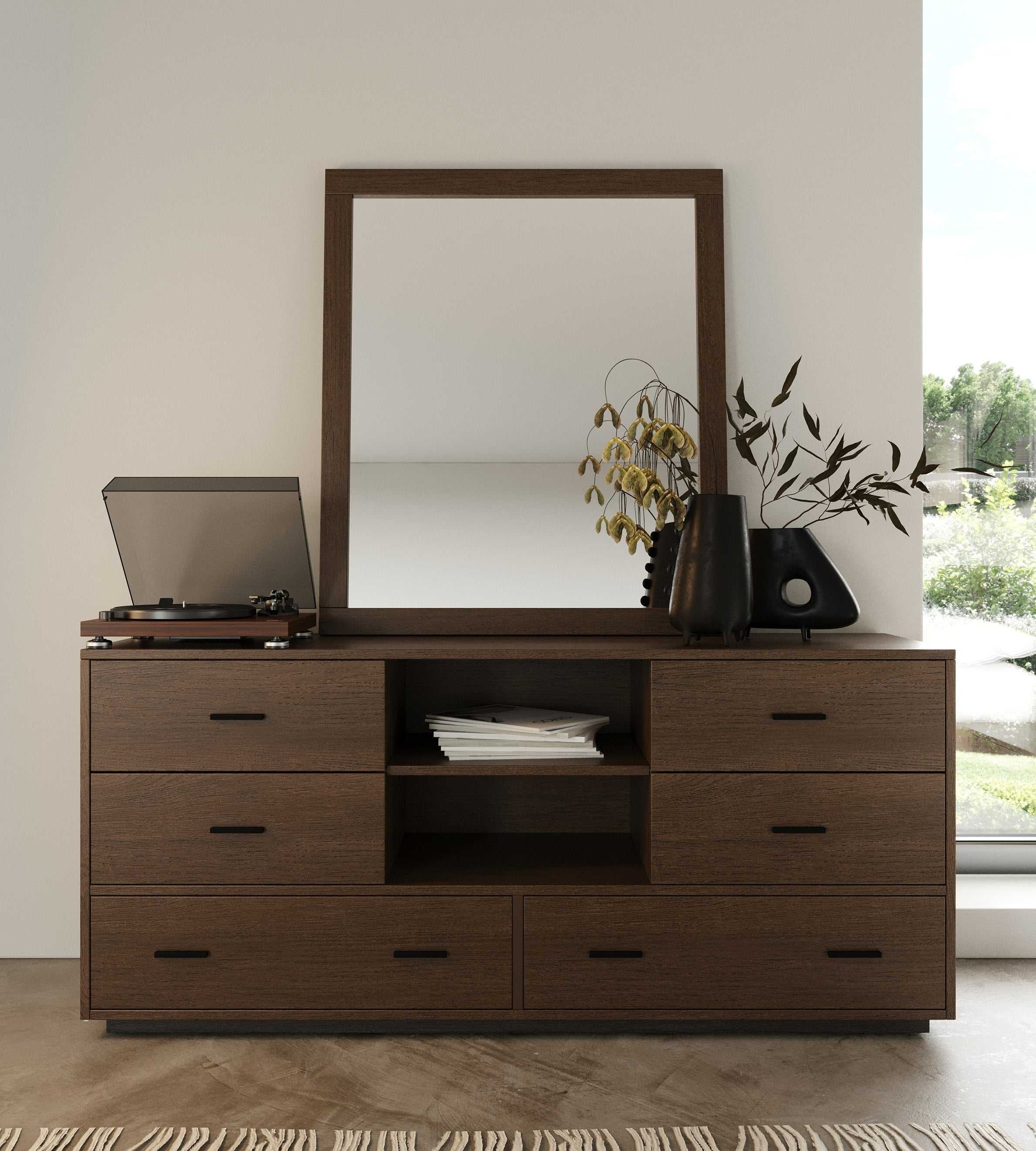 Fantasia - Dark Walnut Dark Grey 4-Piece Bedroom Set - Dark Walnut Dark Grey 4 - Piece Bedroom Set