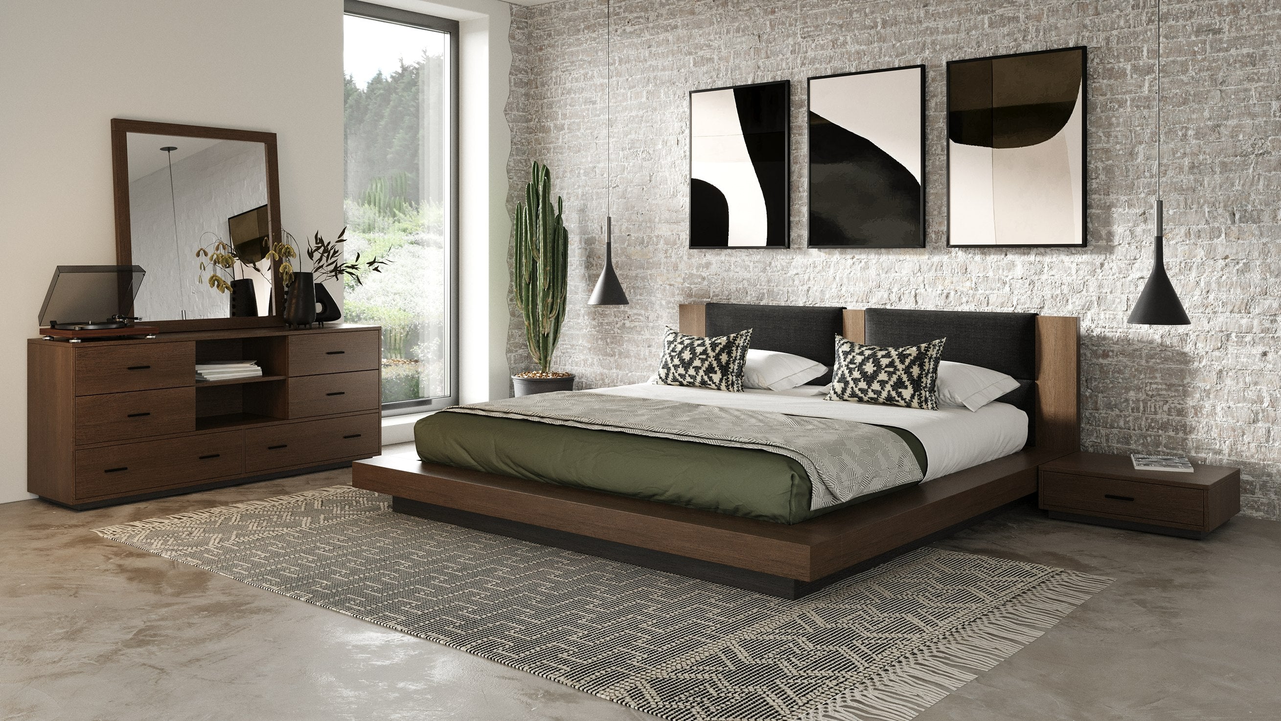 Fantasia - Contemporary Dark Walnut Mirror